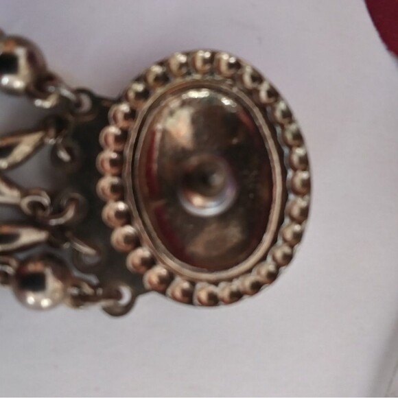 Earrings 1920s/Cloissonne look Vintage Chandelier/Pressed Metal Unique C… - Picture 11 of 13